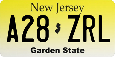 NJ license plate A28ZRL
