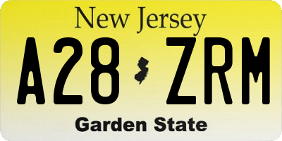 NJ license plate A28ZRM