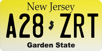 NJ license plate A28ZRT