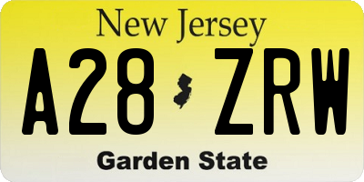 NJ license plate A28ZRW