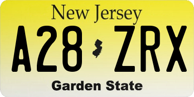 NJ license plate A28ZRX