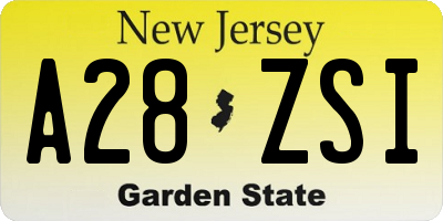 NJ license plate A28ZSI