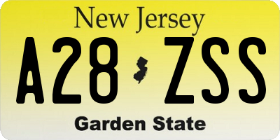 NJ license plate A28ZSS