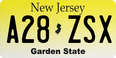 NJ license plate A28ZSX