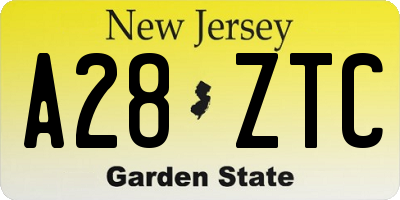 NJ license plate A28ZTC