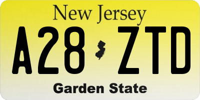 NJ license plate A28ZTD