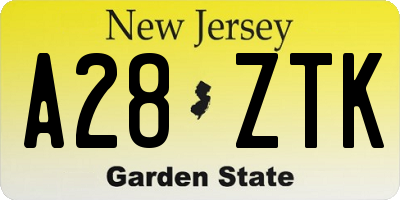 NJ license plate A28ZTK