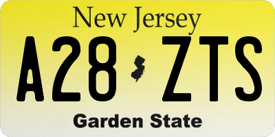 NJ license plate A28ZTS