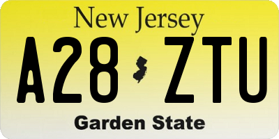 NJ license plate A28ZTU