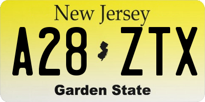 NJ license plate A28ZTX