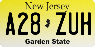 NJ license plate A28ZUH
