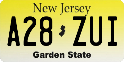 NJ license plate A28ZUI