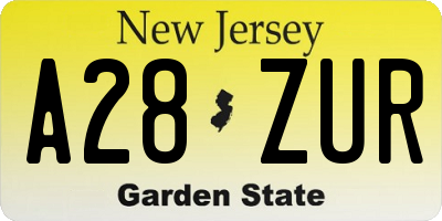 NJ license plate A28ZUR