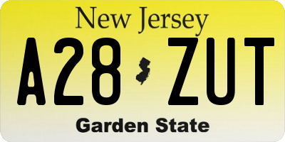 NJ license plate A28ZUT