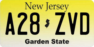 NJ license plate A28ZVD