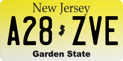 NJ license plate A28ZVE