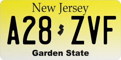 NJ license plate A28ZVF