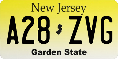 NJ license plate A28ZVG