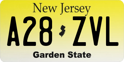 NJ license plate A28ZVL