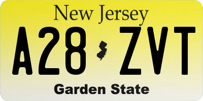NJ license plate A28ZVT