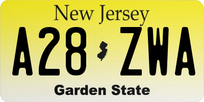 NJ license plate A28ZWA
