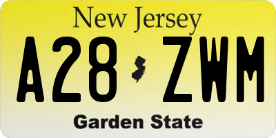 NJ license plate A28ZWM