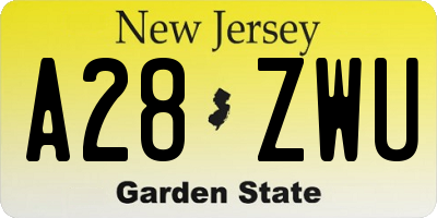 NJ license plate A28ZWU