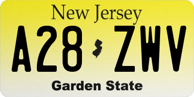 NJ license plate A28ZWV