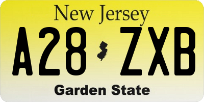 NJ license plate A28ZXB