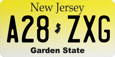 NJ license plate A28ZXG