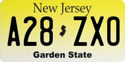 NJ license plate A28ZXO