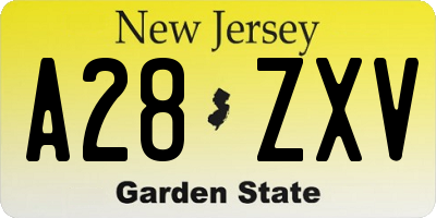 NJ license plate A28ZXV