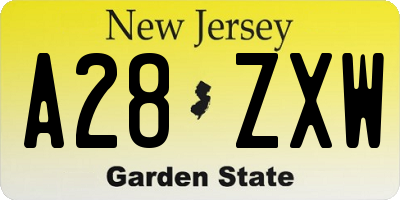 NJ license plate A28ZXW