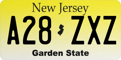 NJ license plate A28ZXZ
