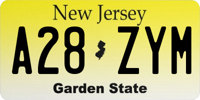 NJ license plate A28ZYM