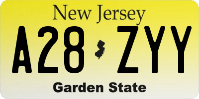 NJ license plate A28ZYY