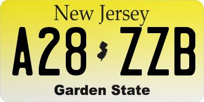 NJ license plate A28ZZB