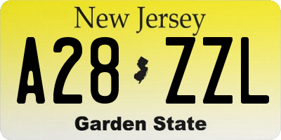 NJ license plate A28ZZL