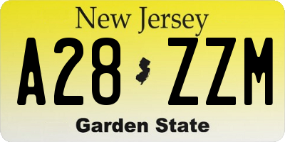 NJ license plate A28ZZM