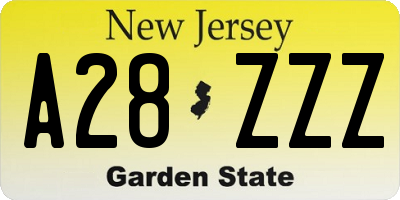 NJ license plate A28ZZZ