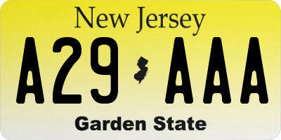 NJ license plate A29AAA