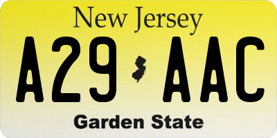 NJ license plate A29AAC