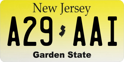 NJ license plate A29AAI