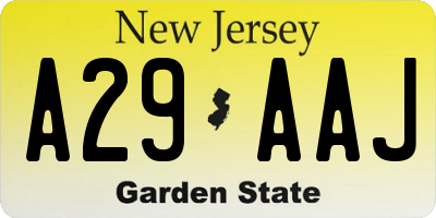 NJ license plate A29AAJ