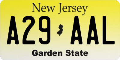 NJ license plate A29AAL