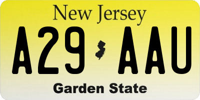 NJ license plate A29AAU