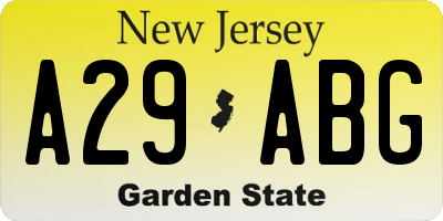 NJ license plate A29ABG