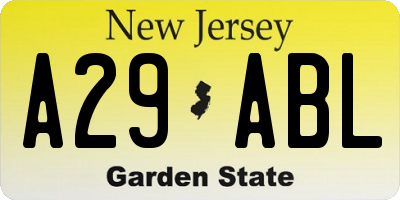 NJ license plate A29ABL