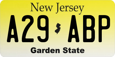 NJ license plate A29ABP