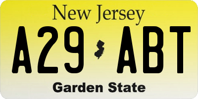 NJ license plate A29ABT
